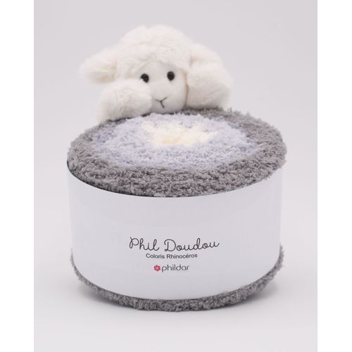 Phildar - Pelote de Laine PHIL DOUDOU de 200g - Laine à Tricoter - 100% POLYESTER - Aiguille n°5 - Couleur RHINOCEROS