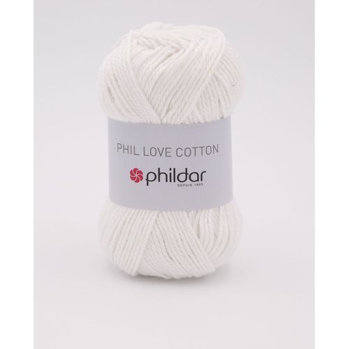 Phildar - Pelote De Laine Phil Love Cotton De 50g - Laine À Tricoter - 100% Coton - Aiguille N°3,5 - Couleur Blanc