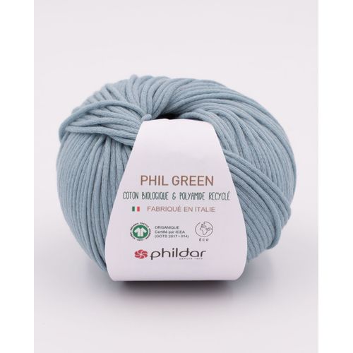 Phildar - Pelote De Laine Phil Green De 50g - Laine À Tricoter - 70% Coton,30% Polyamide - Aiguille N°5 - Couleur Jeans