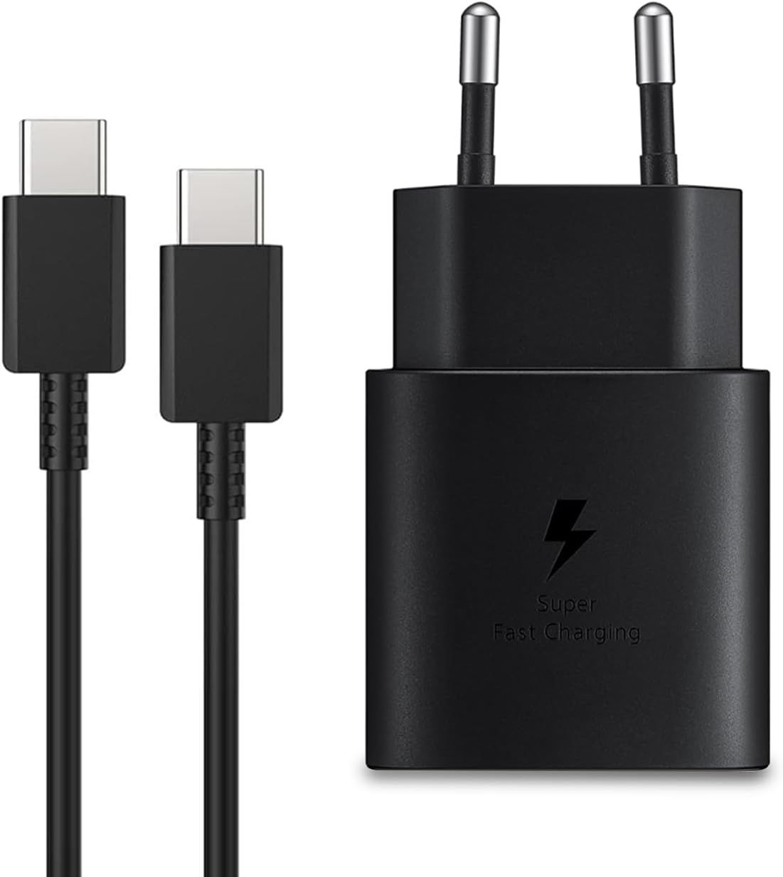 Noir 25w Chargeur Rapide Pour Samsung Galaxy S24 S23 S22 S21...
