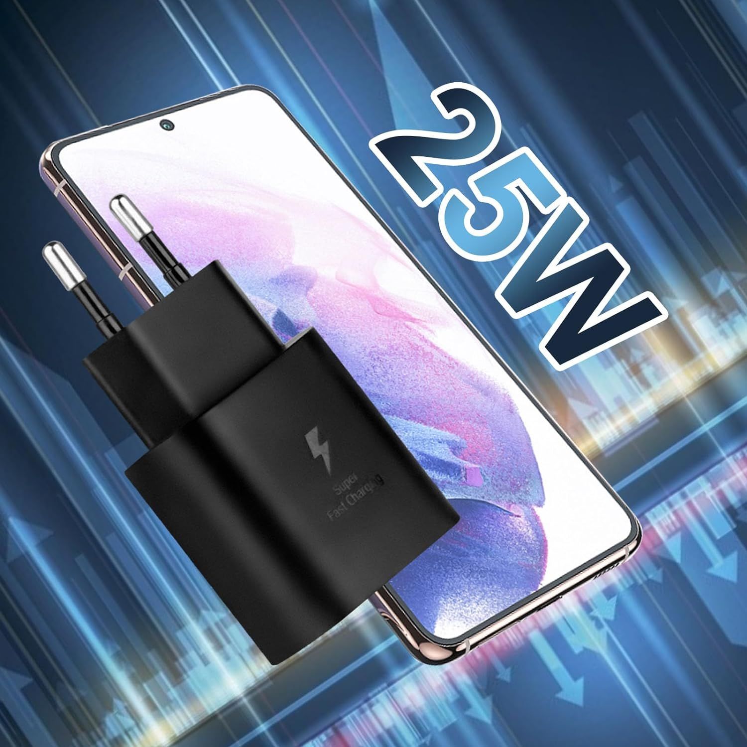 Noir 25w Chargeur Rapide Pour Samsung Galaxy S24 S23 S22 S21... - 4