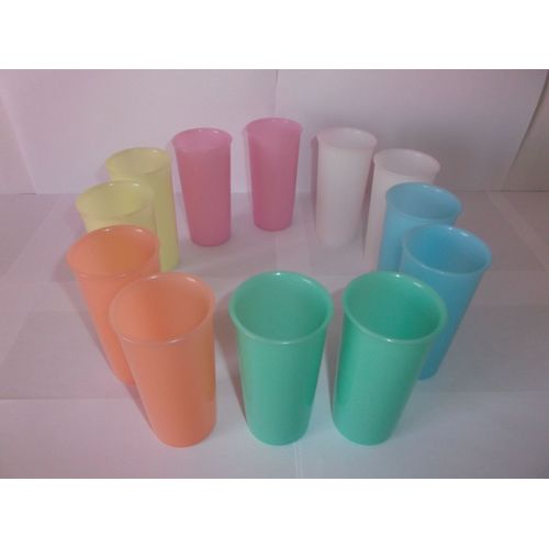 Lot De 12 Hauts Gobelets Colorés « Tupperware » - Plastique - Vintage