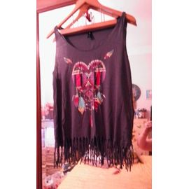 Débardeur Gris Imprimé Coloré Bas A Franges 42 Xl Undiz.
