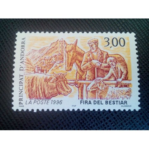 Timbre Andorre Yt 481 Marché Aux Animaux 1996 ( 0040705 )