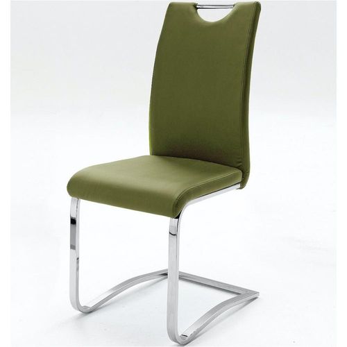 Lot De 4 Chaises Kilou Tissu Olive Avec Piètement Luge