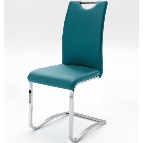 Lot De 4 Chaises Kilou Tissu Pétrole Avec Piètement Luge