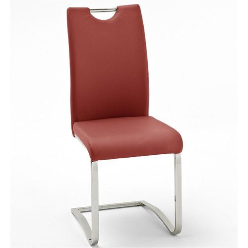 Lot De 4 Chaises Kilou Tissu Rouge Avec Piètement Luge