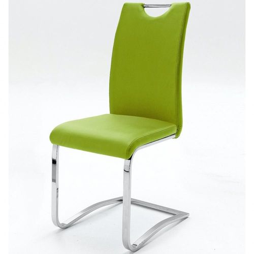 Lot De 4 Chaises Kilou Tissu Citron Vert Avec Piètement Luge