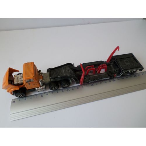 Semi Remorque Orange Avec Remorque Plateau Noire-Majorette