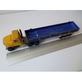 Semi Remorque Jaune Avec Remorque Plateau Bleu-Majorette