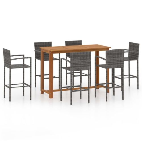 Vidaxl Ensemble De Bar De Jardin 7 Pcs Gris
