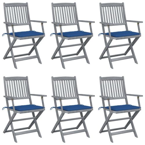 Vidaxl Chaises Pliables D'extérieur 6 Pcs Avec Coussins Bois D'acacia