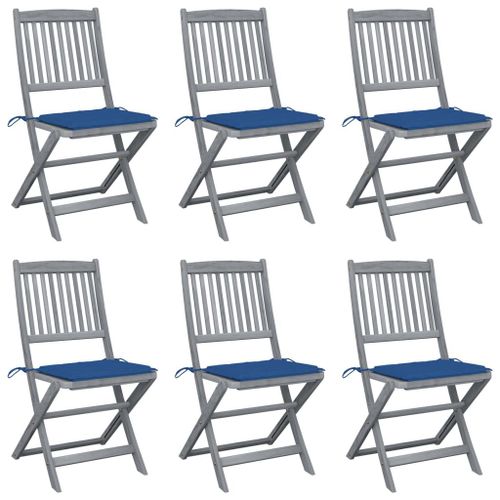 Vidaxl Chaises Pliables D'extérieur 6 Pcs Avec Coussins Bois D'acacia