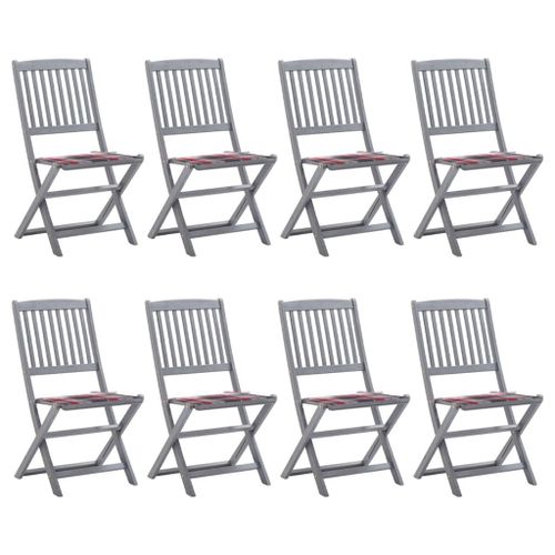 Vidaxl Chaises Pliables D'extérieur 8 Pcs Avec Coussins Bois D'acacia