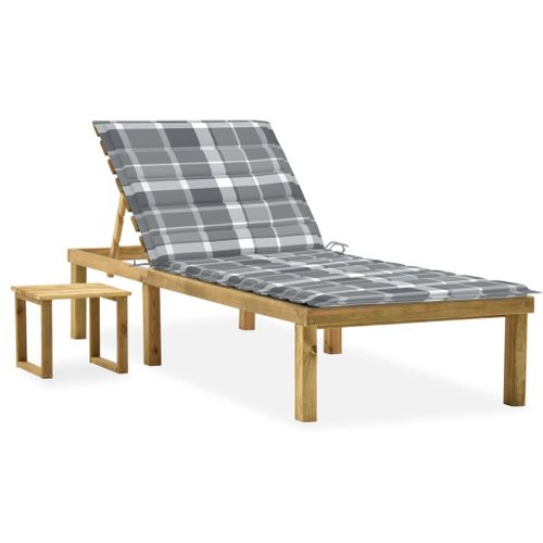 Vidaxl Chaise Longue De Jardin Avec Table Et Coussin Pin Imprégné