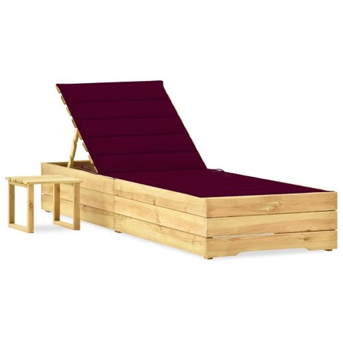 Vidaxl Chaise Longue De Jardin Avec Table Et Coussin Pin Imprégné
