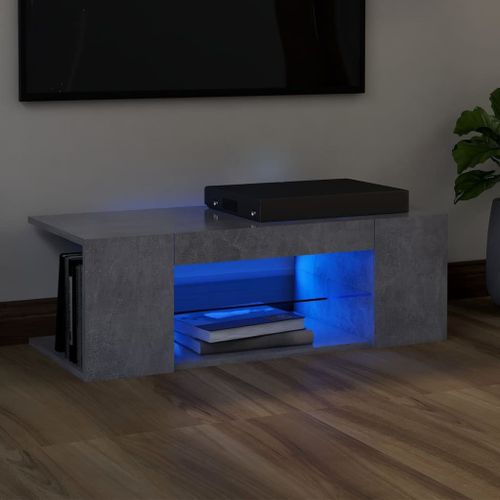 Vidaxl Meuble Tv Avec Lumières Led Gris Béton 90x39x30 Cm