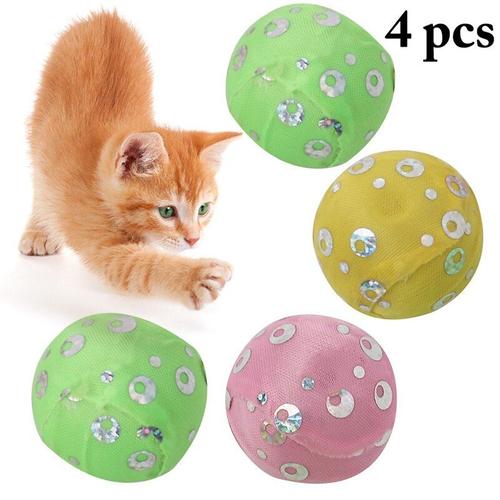 4 Pièces Chat Jouets Chat Balle Chat Accessoires Interactif Drôle Sequin Plastique Chaton Jouet Balle Chat Chasse Jouets Pour Chats Bo516