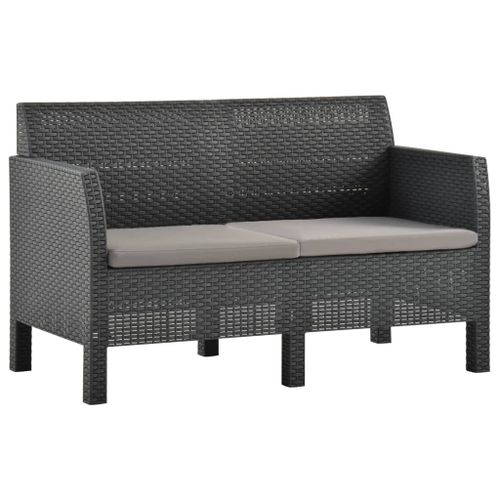 Vidaxl Canapé À 2 Places De Jardin Avec Coussins Anthracite Pp Rotin