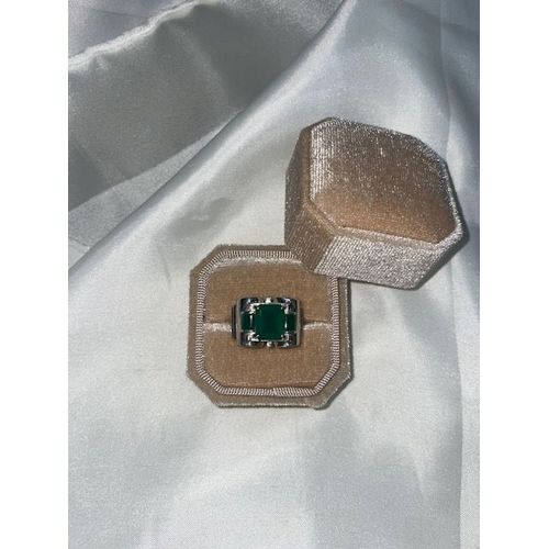 Bague En Argent Avec Pierre Agate Verte De Chez Lewistone