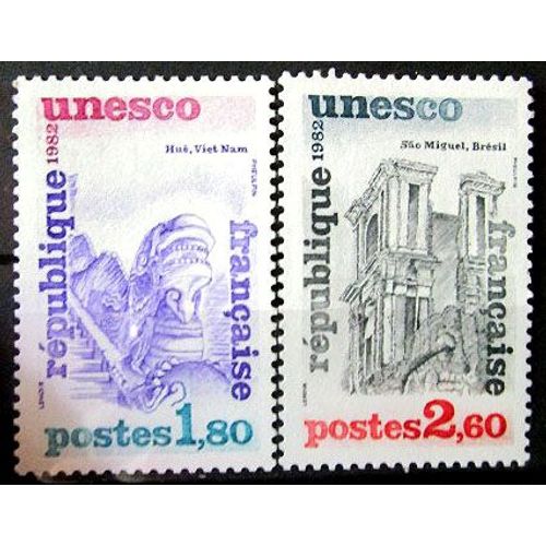 1982. Série Complète Ts71 À Ts72: Timbres De Service Unesco: Patrimoine Universel.