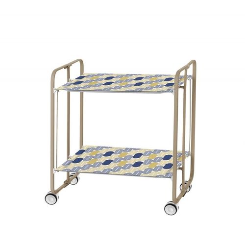 Don Hierro - Table Roulante Pliante Bauhaus Châssis Couleur Sable, 2 Plateaux-85
