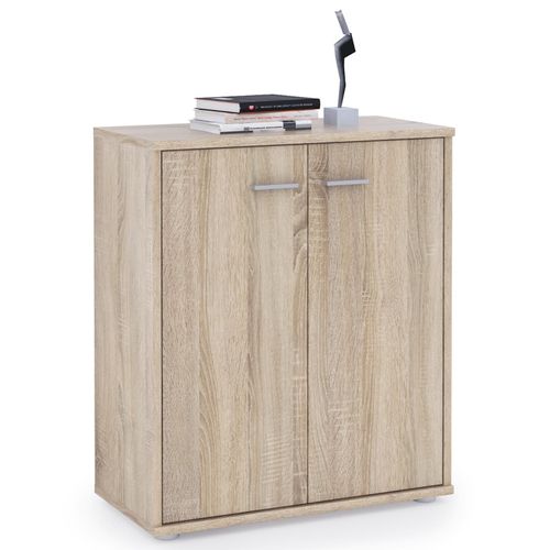 Buffet Firmin, Commode Meuble De Rangement Avec 2 Portes, En Mélaminé Décor Chêne Sonoma
