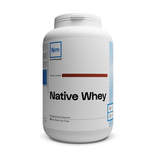 Nutrimuscle - Whey Native Saveur Choco Cookie - Protéine Whey (1 Kg) - Jusqu'à 80% De Protéines Par Dose - Lait Français - Musculation Et Fitness - Prise De Muscle 