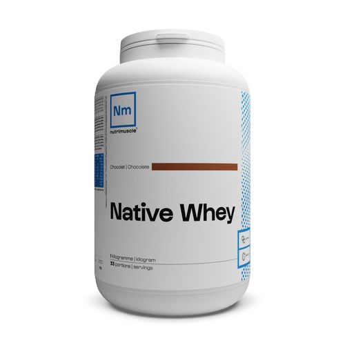 Nutrimuscle - Whey Native Saveur Chocolat - Protéine Whey (1 Kg) - Jusqu'à 80% De Protéines Par Dose - Lait Français - Musculation Et Fitness - Prise De Muscle 