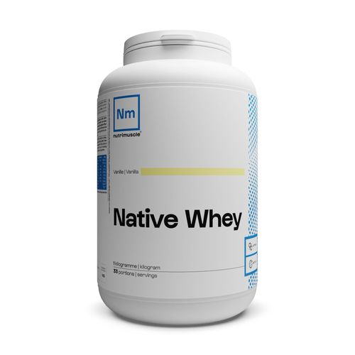 Nutrimuscle - Whey Native Saveur Vanille - Protéine Whey (1 Kg) - Jusqu'à 80% De Protéines Par Dose - Lait Français - Musculation Et Fitness - Prise De Muscle 