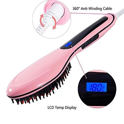 Electric Hair Care Fast Straightening Comb Auto Massager Styling Brush, Rose