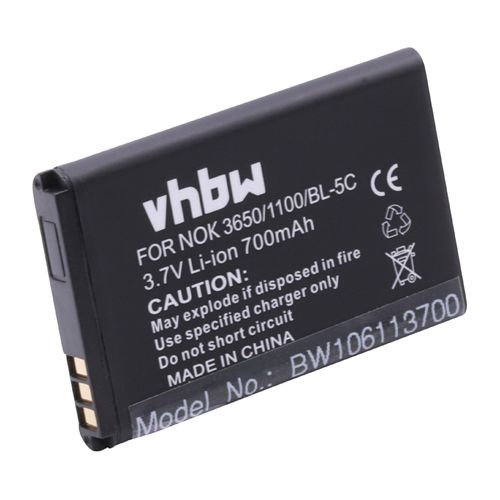 Vhbw Batterie Compatible Avec Nokia 2700 Classic, 2710 Navigation Edition, 2730 Classic, 3100 Smartphone (700mah, 3,7v, Li-Ion)