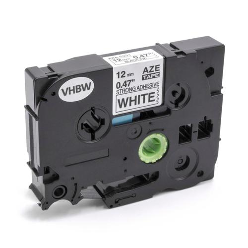 vhbw Ruban compatible avec Brother P-Touch 1000, 1000BTS, 1000F, 1005, 1005BTS imprimante d'étiquettes 12mm Noir sur Blanc, extraforte