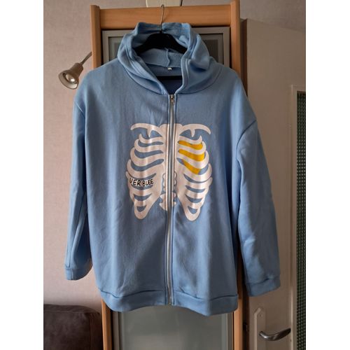 Veste Y2k Neuve Taille L Bleu À Capuche.