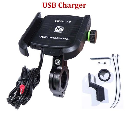 Chargeur Sans Fil Pour Moto,Support De Rétroviseur,Support Qc3.0 Avec Usb,Charge Rapide Pour Téléphone Portable,Support De Smartphone,Guidon - Type Black