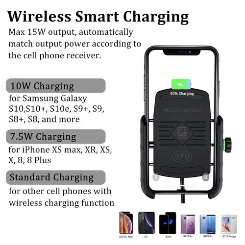 Chargeur De Téléphone Sans Fil Pour Guidon De Moto 15w,Noir,Moto Atv,Support De Téléphone Pour Prise Din Vers Usb,Câble Sae Vers Usb