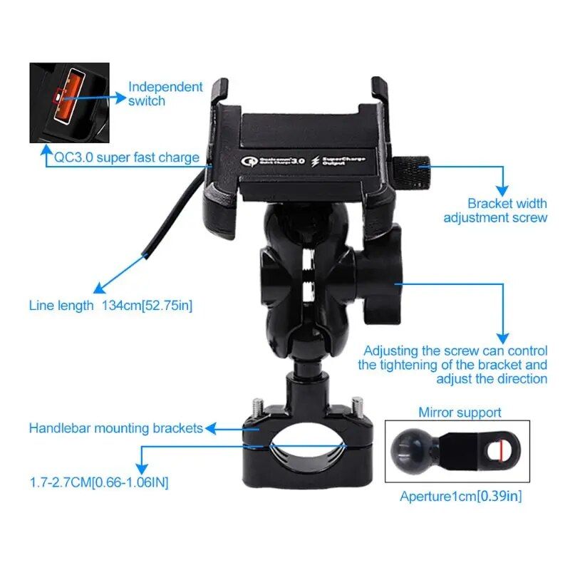 Support Pour Un Smartphone Sur Une Moto,Mtal tanche,Charge...