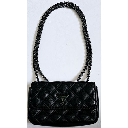 GUESS : Petit sac à main bandoulière, matelassé en imitation cuir (polyuréthane), couleur noir.