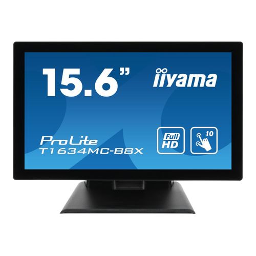 iiyama ProLite T1634MC-B8X - Écran LED - 15.6" - écran tactile - 1920 x 1080 Full HD (1080p) @ 60 Hz - IPS - 450 cd/m² - 700:1 - 25 ms - HDMI, VGA, DisplayPort - noir, mat