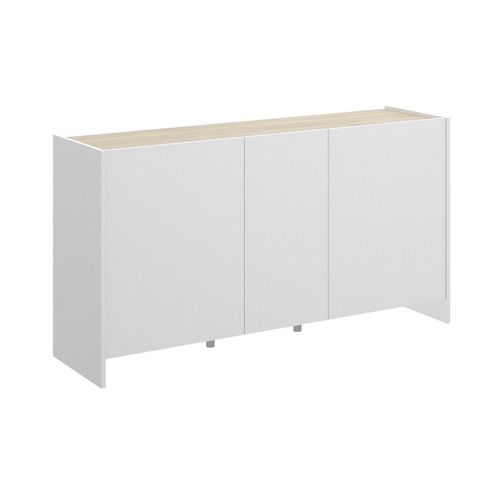 Buffet Cherifa - 3 Portes - Coloris : Blanc & Chêne