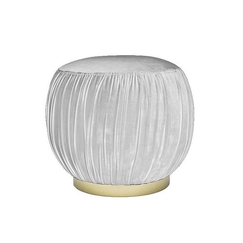 Pouf Velours Tissu Plissé Effet Laiton Lipton - Velours Gris