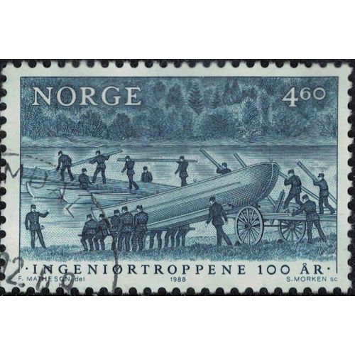 Norvège 1988 Oblitéré Used Ingeniørtroppene Les Troupes Du Génie Pont Avec Des Bateaux Su