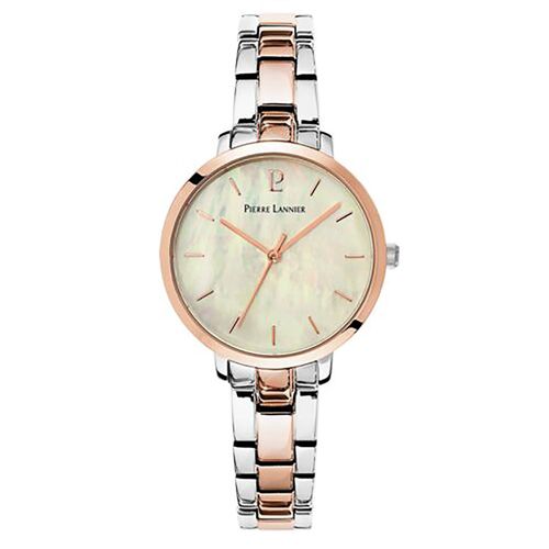 Montre Femme Aura Cadran Blanc Bracelet Acier Rose
