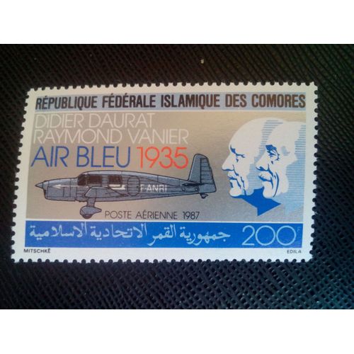 Timbre Comores Yt Pa 247 Didier Daurat Et Raymond Vanier Appareille Air Bleu 1935 19857 ( 0050705 )