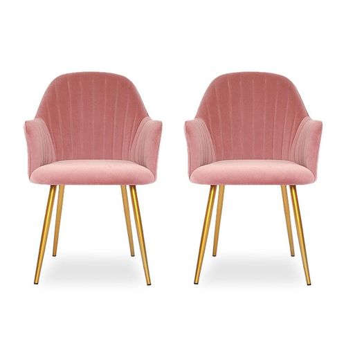 Chaise De Salle À Manger Pied Or Skull X2 Rose