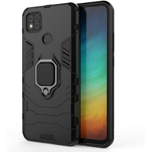 Coque Pour Xiaomi Redmi 9c 10a, Anneau Béquille Hybride 2 En 1 Pc & Silicone Double Couche Bumper Antichoc Coque De Protection Pour Xiaomi Redmi 9c 10a Hz-Noir