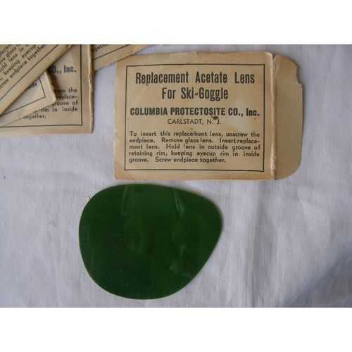 Ww2 Us Verre De Rechange Teinté Vert Reglementaire De Ski Américain Dans Son Emballage