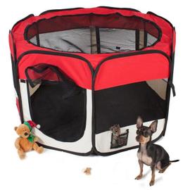 Parc à chiots chiens enclos pour animaux pliable rose 125 x 125 x 64 cm -  Niches cages chenils et parcs - Achat & prix