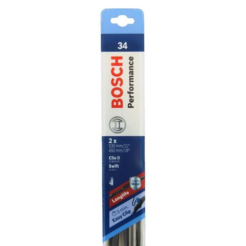 2 Balais Essuie-Glace Perfomance Bosch N°34 Longueur 53 Et 45cm