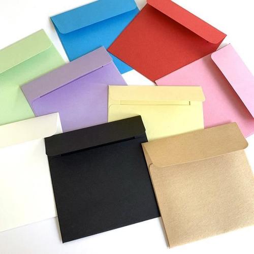Kraft -Petites enveloppes carrées en papier couleur unie, 10x10cm, carte  bancaire, carte de membre, cadeau, couleur bonbon